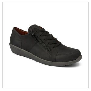 Vionic Shoes - Abigail Lace-up Zip Sneakers - 10 Wide, 10W - Black - Nubuck